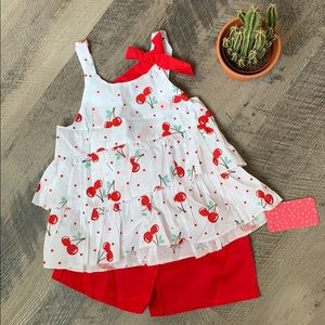 🍒NWT Cherry Print Babydoll Tank & Shorts Set